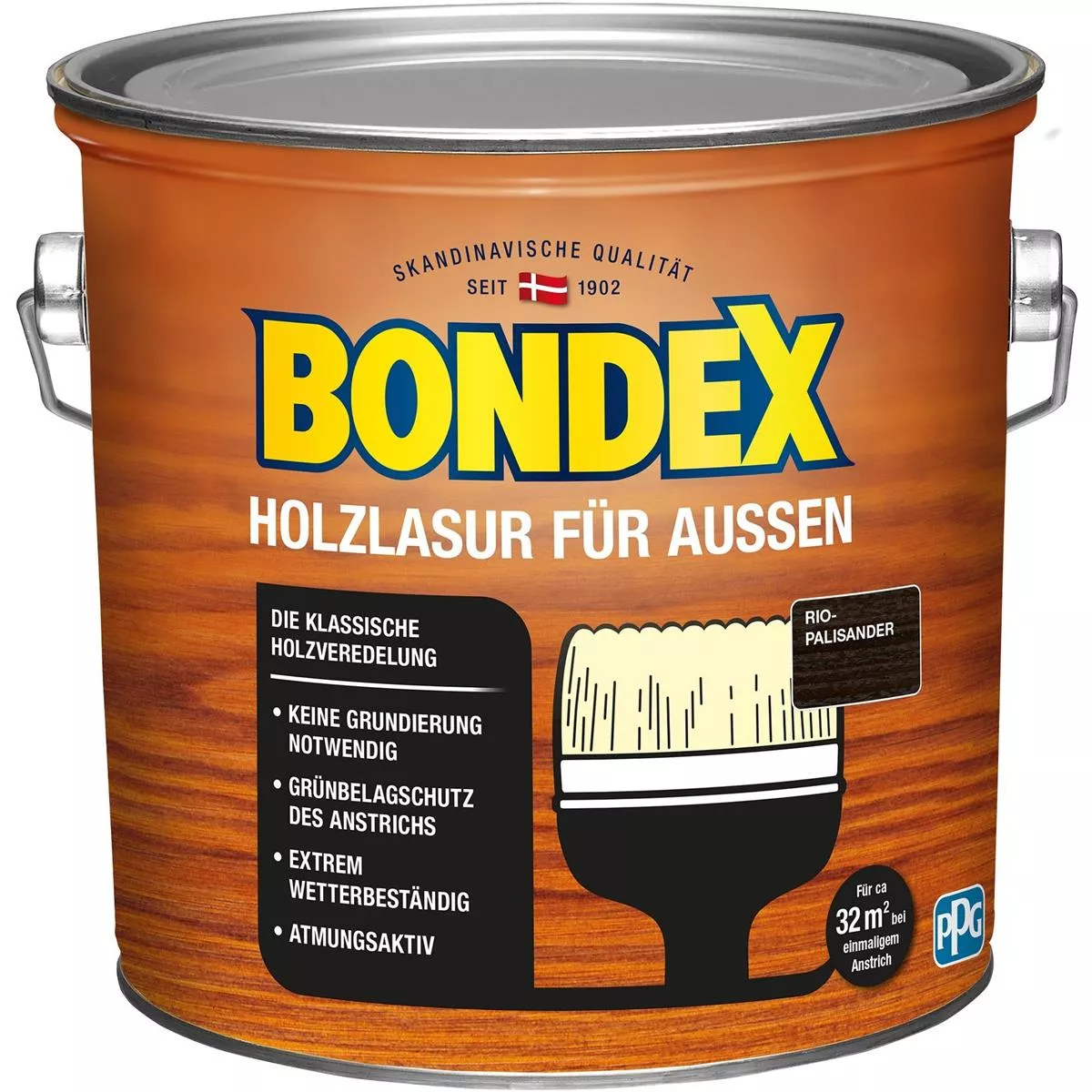 BONDEX Holzlasur für Außen Wetterschutz Holzschutzlasur 2,5 L Rio Palisander
