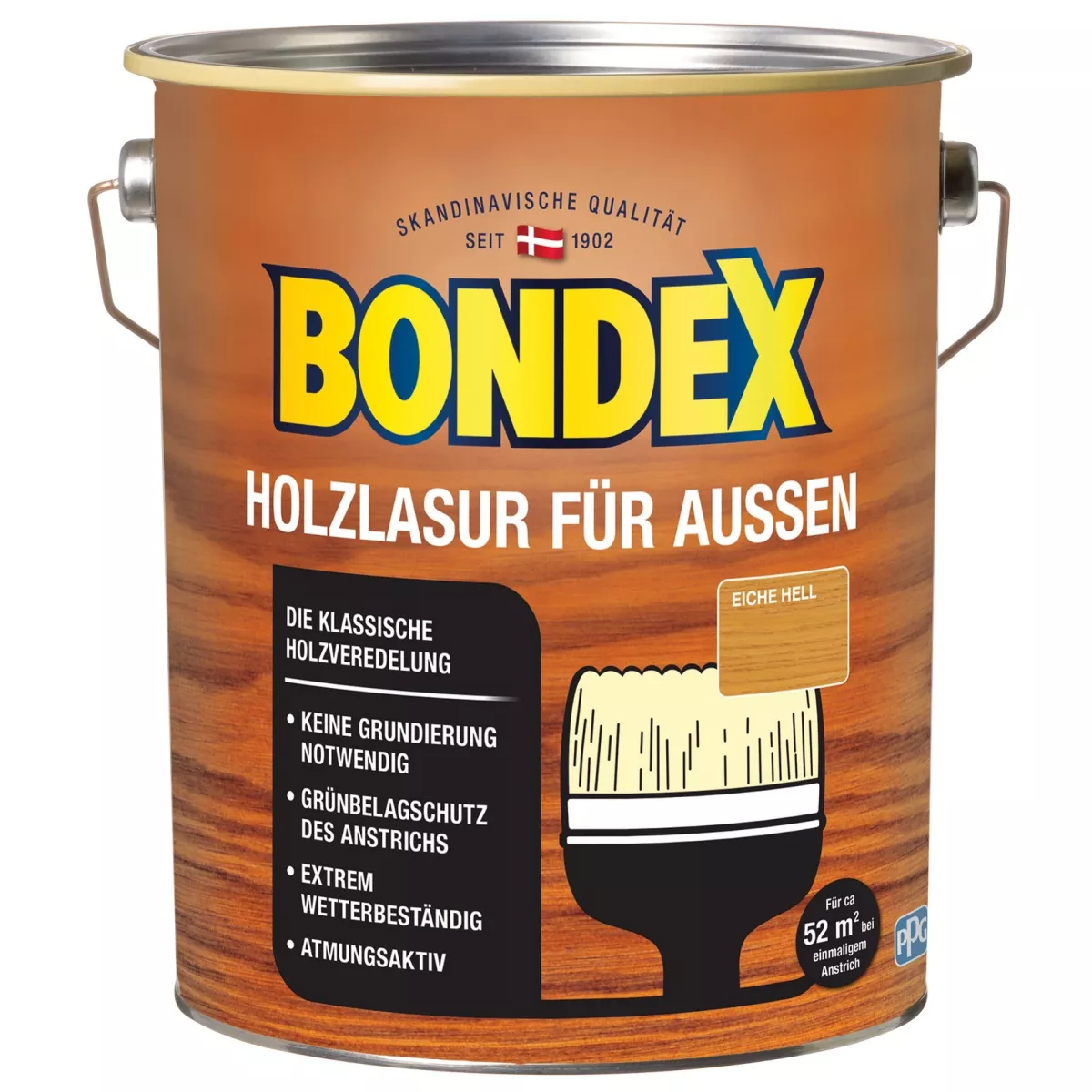 BONDEX Holzlasur für Außen Wetterschutz Holzschutzlasur 4,0 L Eiche hell