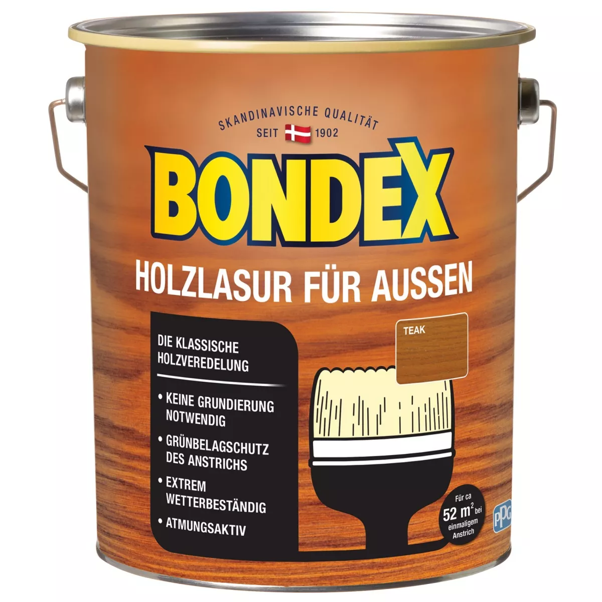 BONDEX Holzlasur für Außen Wetterschutz Holzschutzlasur 4,0 L Teak