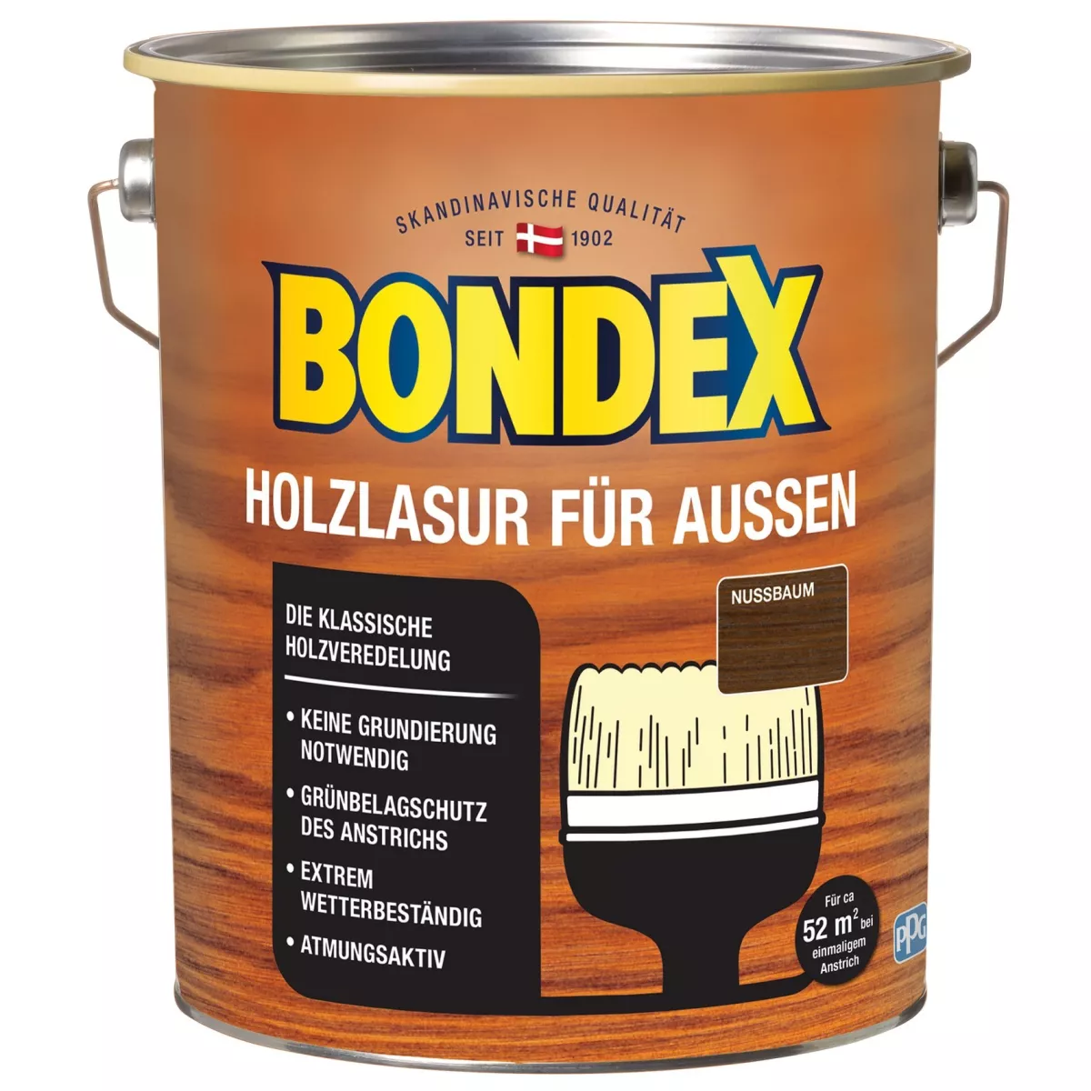 BONDEX Holzlasur für Außen Wetterschutz Holzschutzlasur 4,0 L Nussbaum