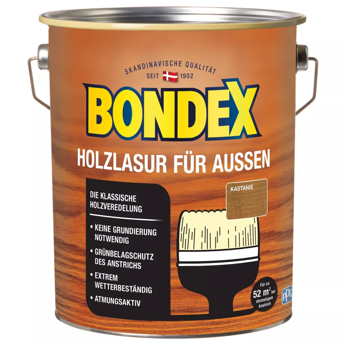 BONDEX Holzlasur für Außen Wetterschutz Holzschutzlasur 4,0 L Kastanie