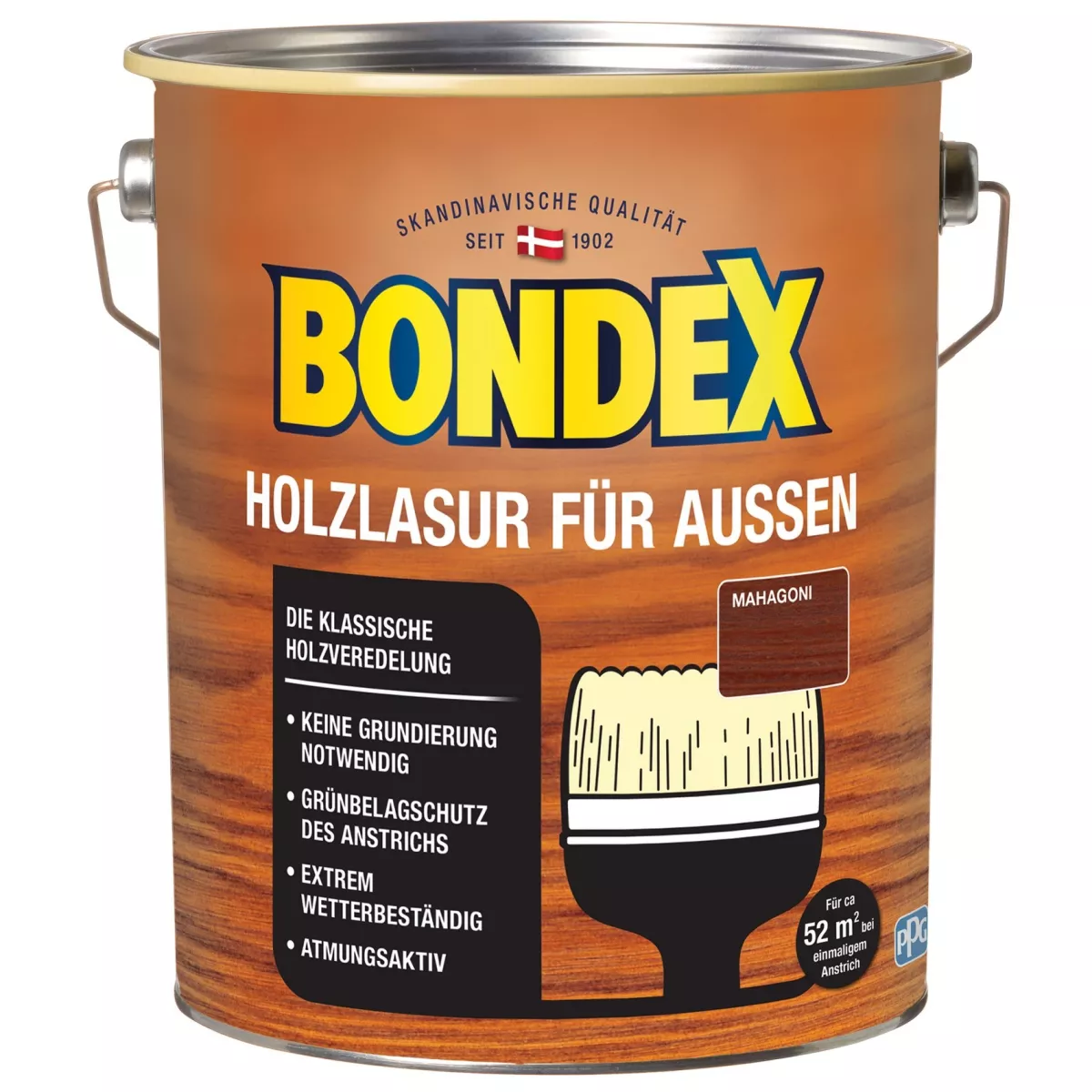 BONDEX Holzlasur für Außen Wetterschutz Holzschutzlasur 4,0 L Mahagoni