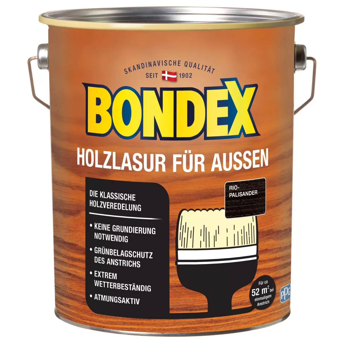 BONDEX Holzlasur für Außen Wetterschutz Holzschutzlasur 4,0 L Rio Palisander