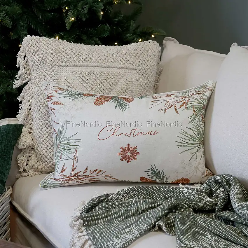Chic Antique Aix Kissenbezug mit Tanne Christmas Leinen 40 x 60 cm
