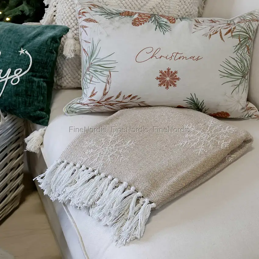 Chic Antique Aix Plaid Garnüberschuss mit Eiskristallen Latte 130 x 150 cm
