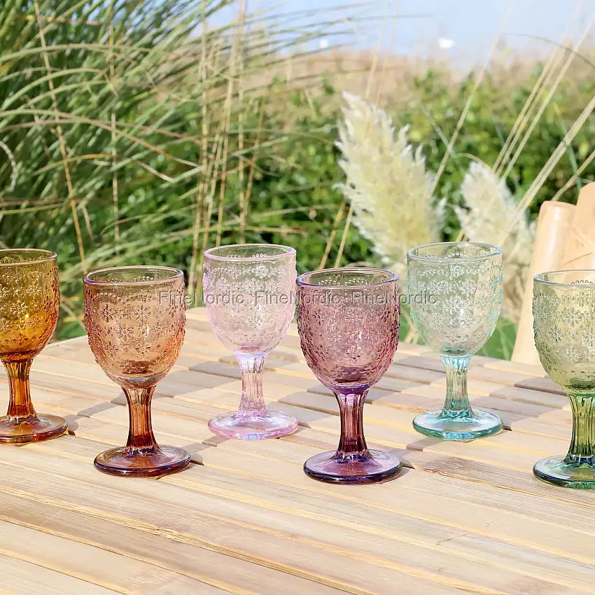 Chic Antique Saint-Émilion Glas mit Muster Klein 6 Stück