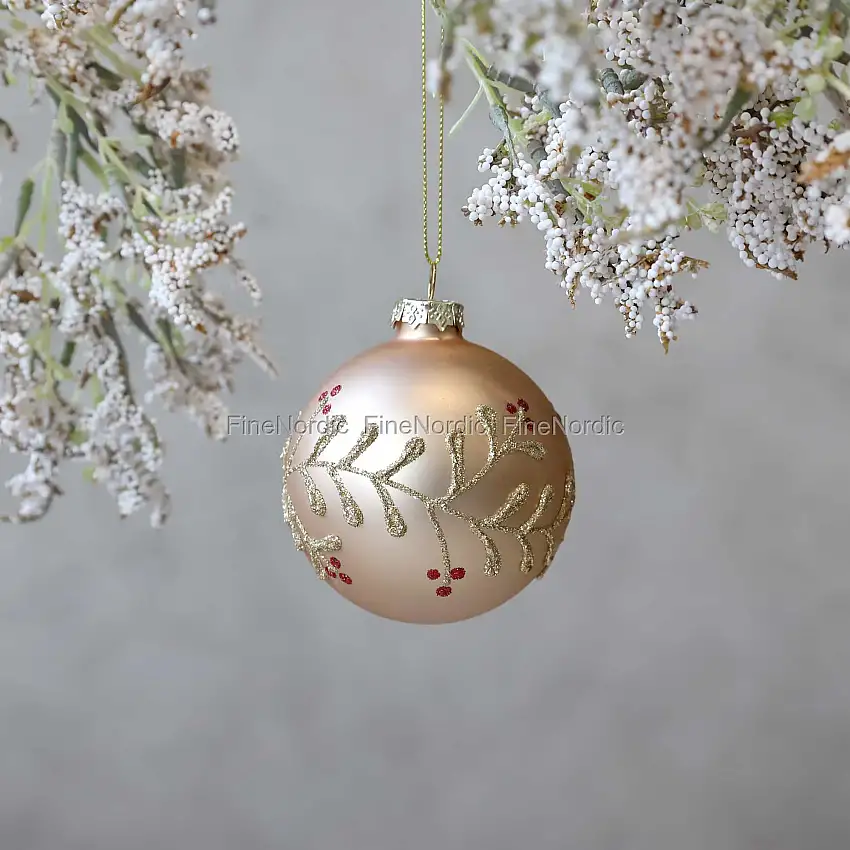 Chic Antique Weihnachtskugel mit Girlanden Champagner