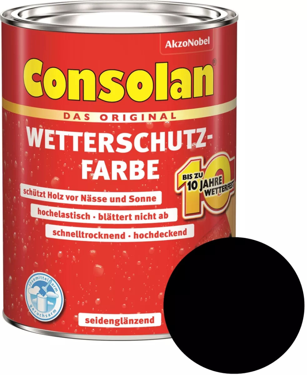 Consolan Wetterschutz-Farbe Schwarz 750 ml