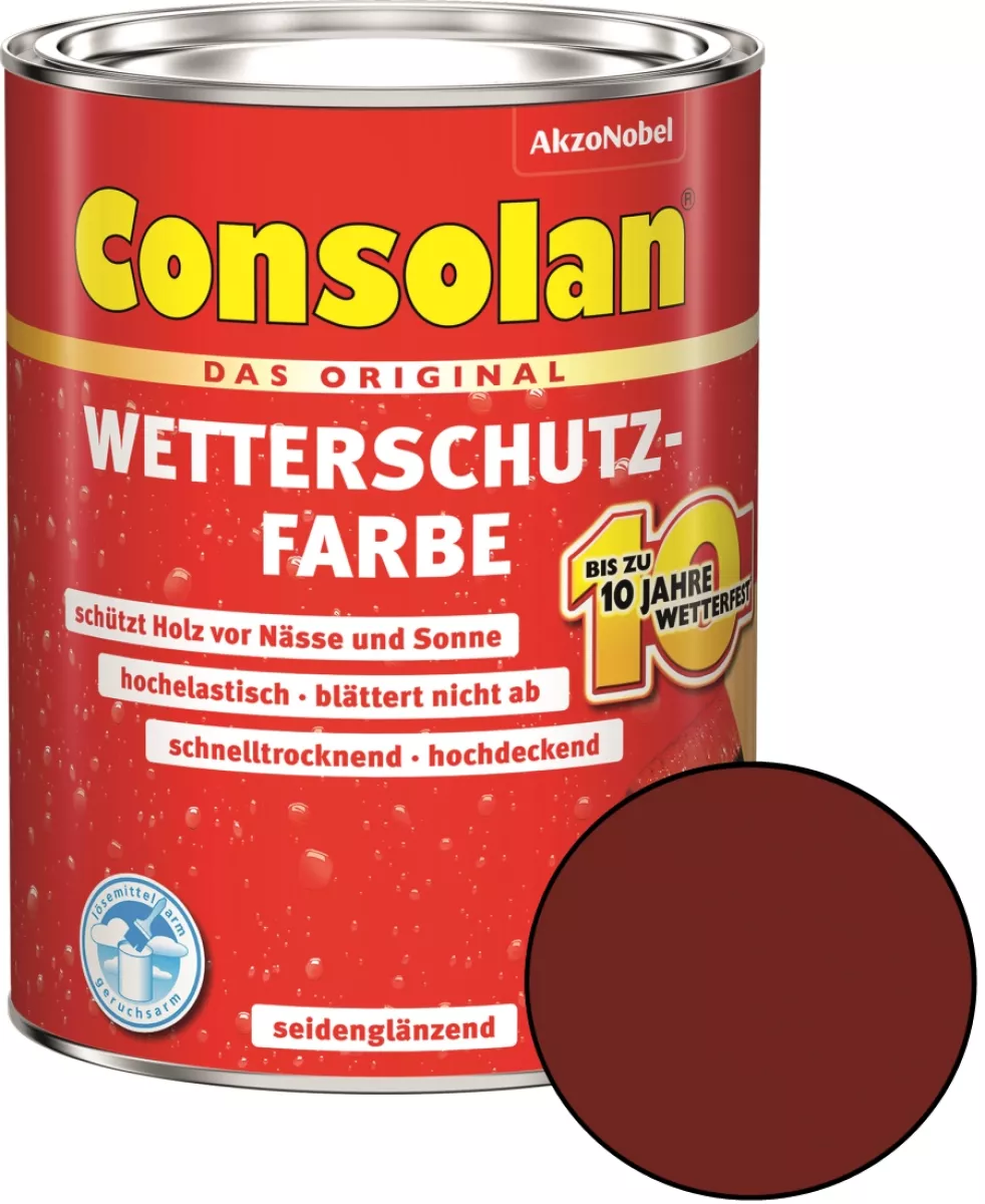 Consolan Wetterschutz-Farbe Schwedenrot 2,5 L