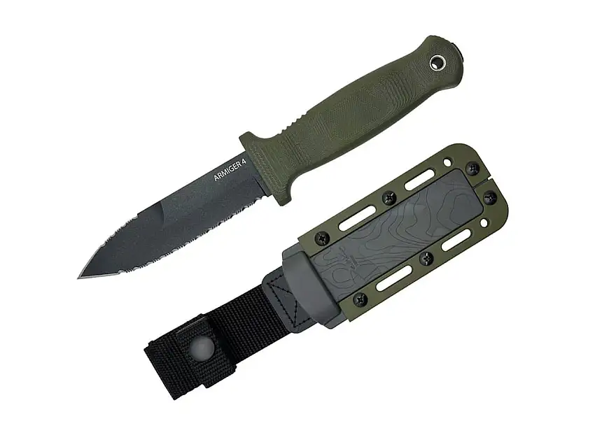 Armiger 4 Spear Point 80CRV2 TPR OD Green Serrated