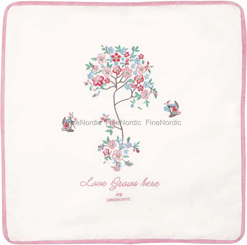 GreenGate Kissenhülle Desdemona White mit Stickerei 40 x 40 cm