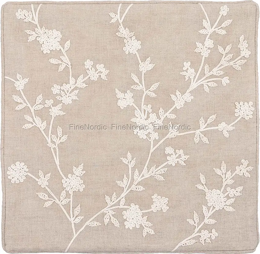 GreenGate Kissenhülle "Timian White" mit Stickerei - 40 x 40 cm