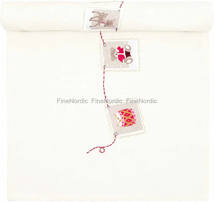 GreenGate Tischläufer "Xmas Letter White" mit Stickerei - 40 x 140 cm