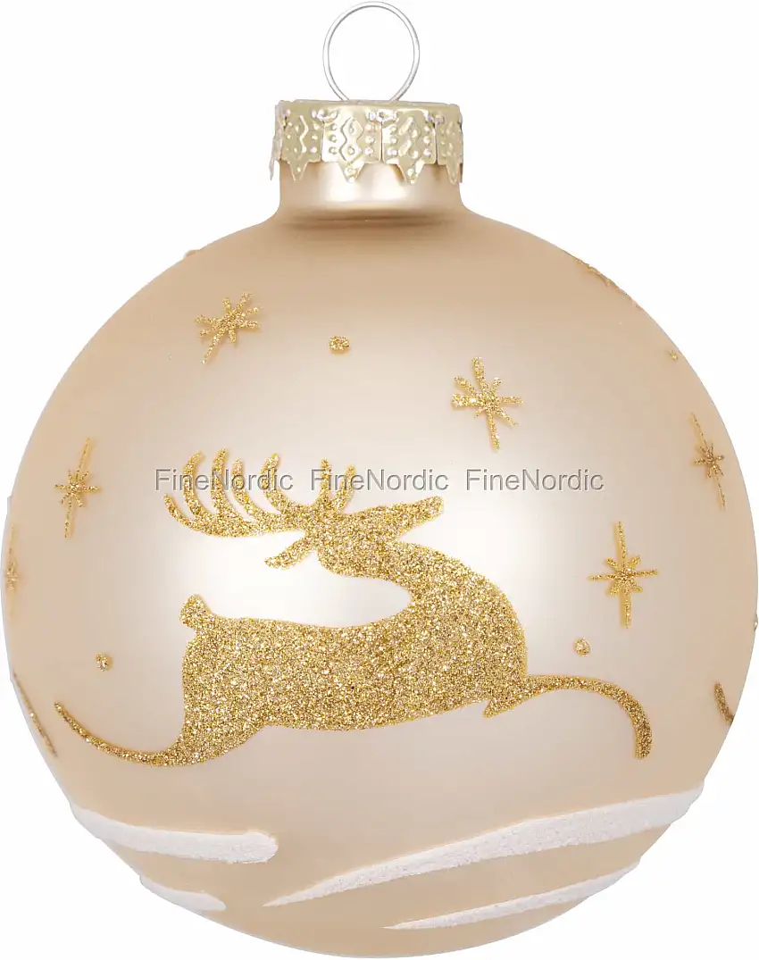 GreenGate Weihnachtskugel aus Glas - Hirsch - Gold - Glitzer