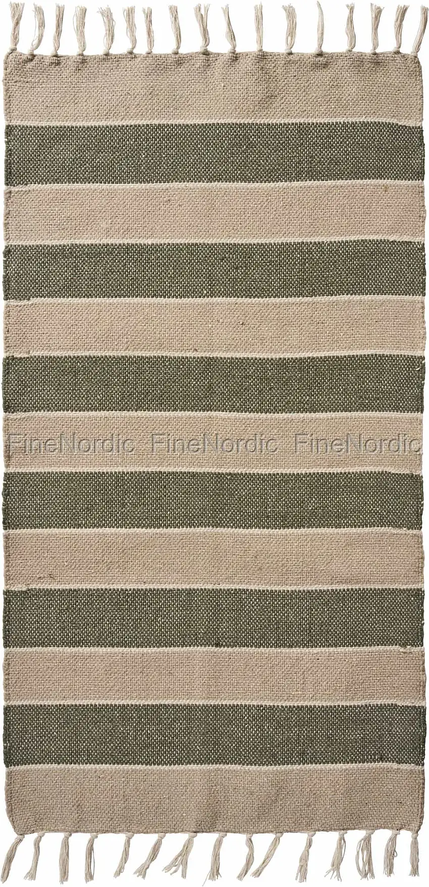 Ib Laursen Bodenläufer - Streifen in Creme, Beige und Olivgrün 60 x 120 cm