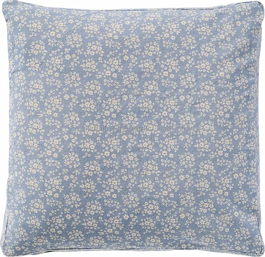 Ib Laursen Boxkissenhülle "Agathe" Hellblau mit naturfarbenen Blumen 45 x 45 cm