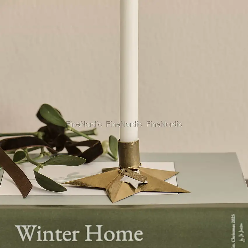 Ib Laursen Candle Holder for 1,3 cm Candle Star-Shaped "Gloria" Brass