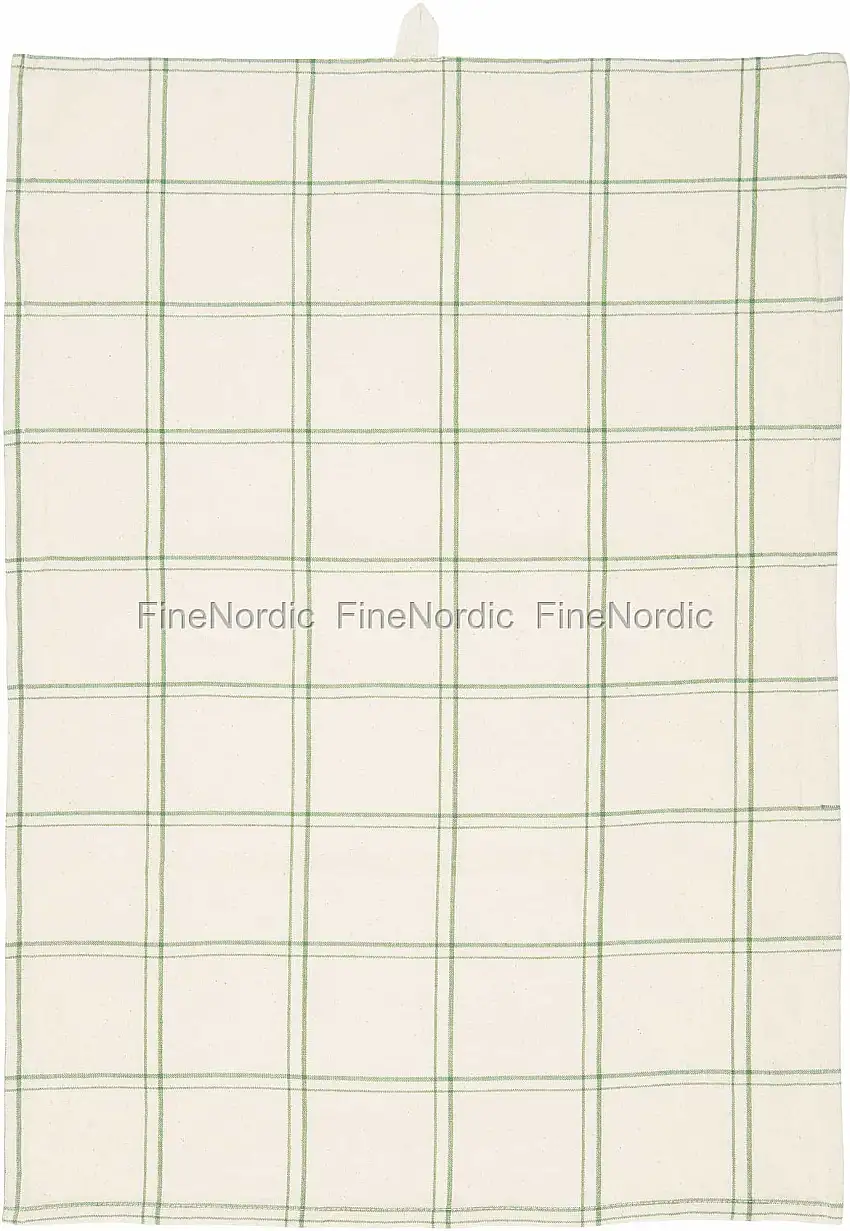 Ib Laursen Geschirrtuch Eskild Natur - Grünes Karomuster