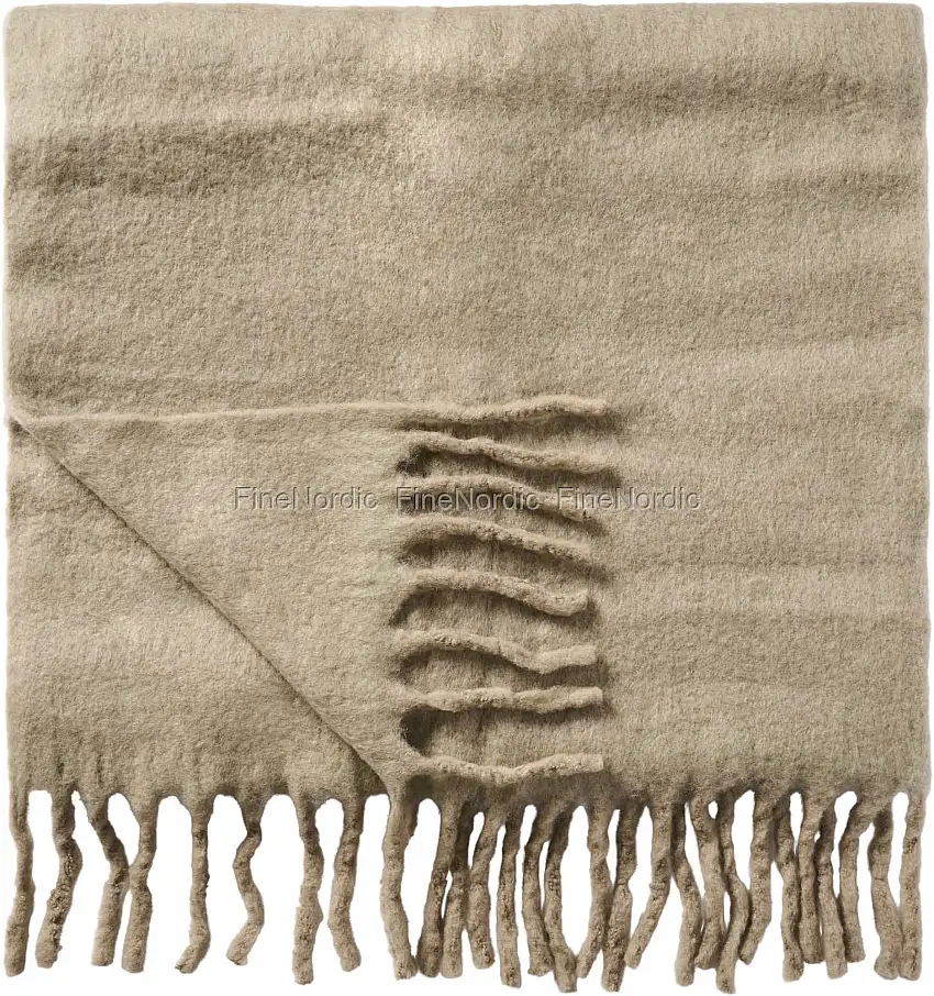 Ib Laursen Plaid - Leinenfarben - Fransen 130 x 170 cm