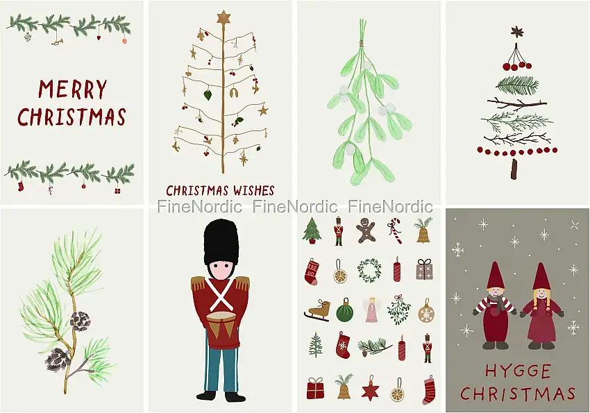 Ib Laursen Weihnachtskarten - Doppelt - "My Nostalgic Christmas" 8 Stk.