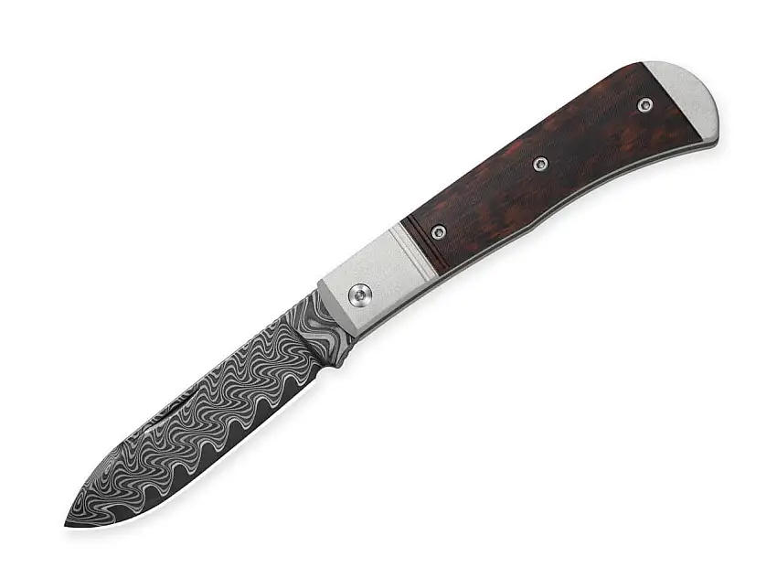 Trestle D Damascus Aluminum & Leopard Wood