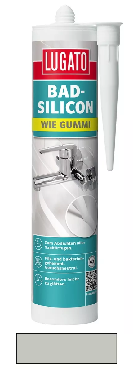 Lugato Bad-Silikon Wie Gummi Silikon Dichtstoff Fuge Sanitär Grau 310 ml