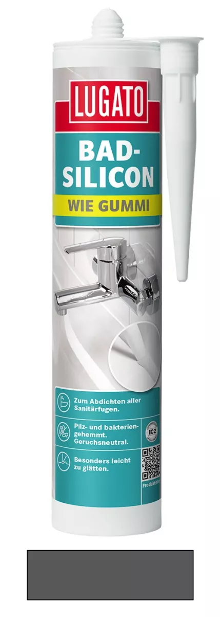 Lugato Bad-Silikon Wie Gummi Silikon Dichtstoff Fuge Sanitär Anthrazit 310 ml