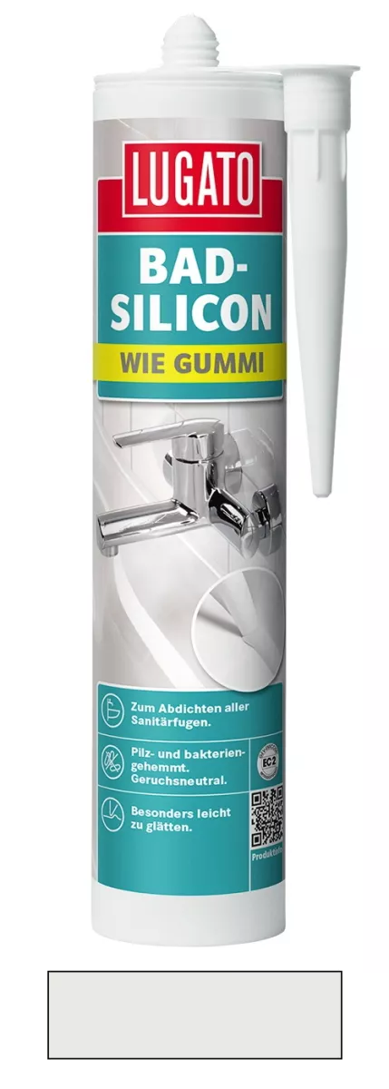 Lugato Bad-Silikon Wie Gummi Silikon Dichtstoff Fuge Sanitär Silbergrau 310 ml