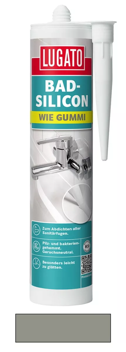 Lugato Bad-Silikon Wie Gummi Silikon Dichtstoff Fuge Sanitär Steingrau 310 ml