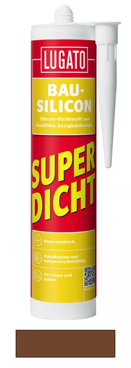 Lugato Bau-Silikon Super Dicht Sanitär Silikon Dichtstoff Fugenmasse Rehbraun 300 ml