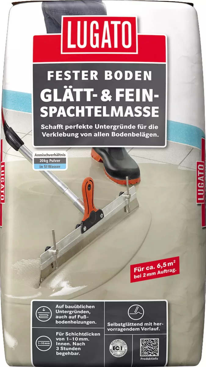Lugato Fester Boden Glätt-& Fein-Spachtelmasse Ebene Flächen Spachtel 20 kg