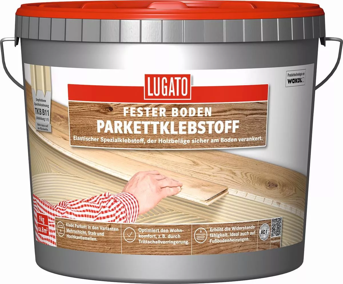 Lugato Fester Boden Parkettklebstoff Kleber Parkett Klebstoff Gebrauchsfertig 9 kg