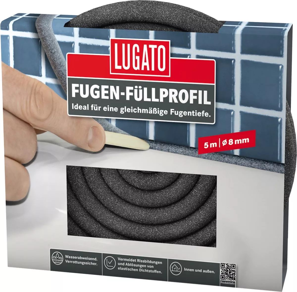 Lugato Fugen-Füllprofil PE-Rundprofil Fuge Innen & Außen 8 mm 5 m