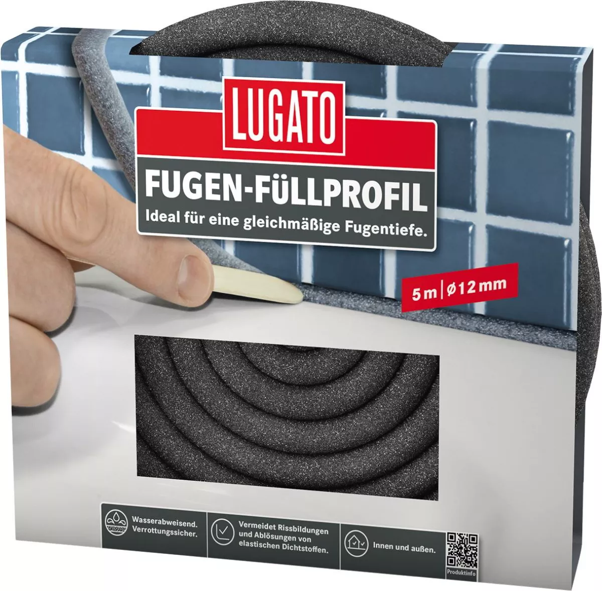 Lugato Fugen-Füllprofil PE-Rundprofil Fuge Innen & Außen 12mm 5 m