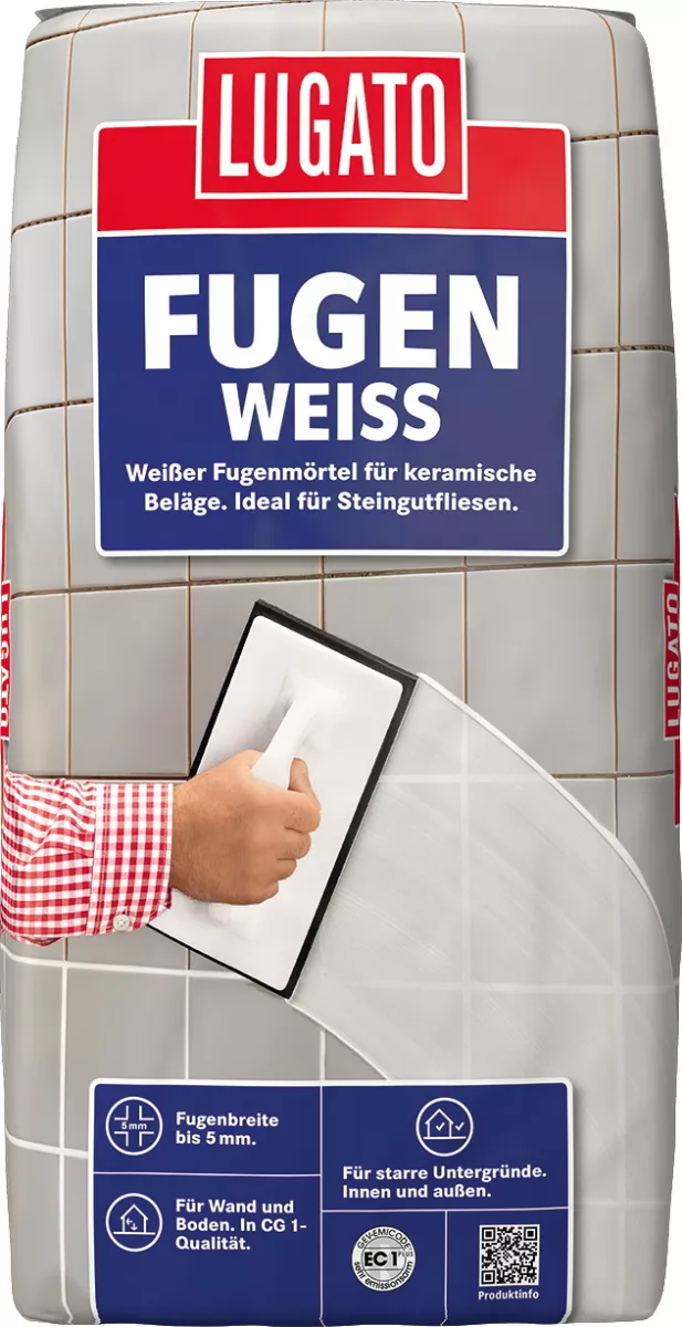 Lugato Fugenweiss Fugenmörtel bis 5 mm Fugenbreite Weiß 1 kg