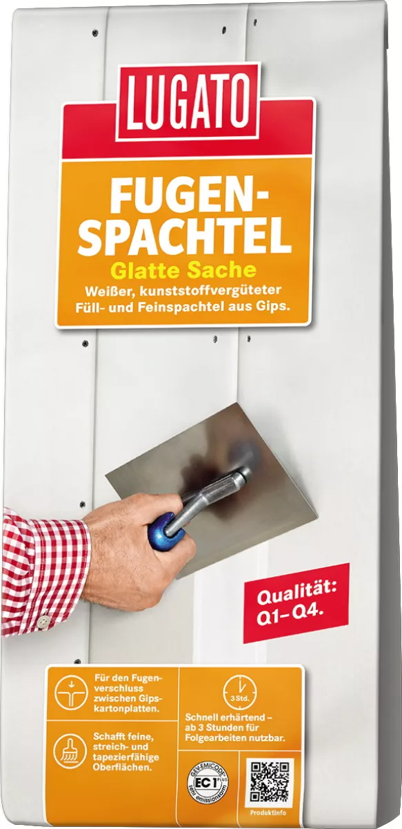 Lugato Glatte Sache Fugenspachtel Gips Fugenfüller Kunstoffmodifiziert Weiß 4 kg
