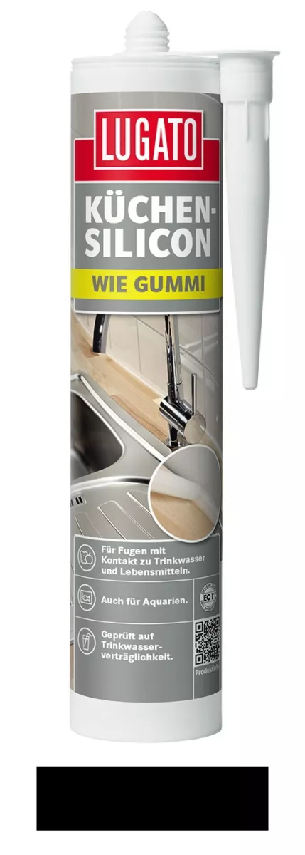 Lugato Küchen-Silikon Wie Gummi Fugen Spezial-Silikon Silikon Schwarz 310 ml