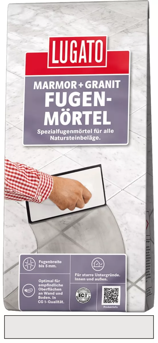 Lugato Marmor + Granit Fugenmörtel Natursteinbeläge bis 5 mm Fugenbreite Silbergrau 5 kg