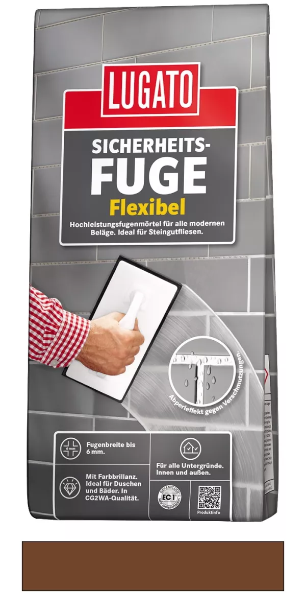 Lugato Sicherheitsfuge Flexibel Flexfugenmörtel bis 6 mm Rehbraun 1 kg