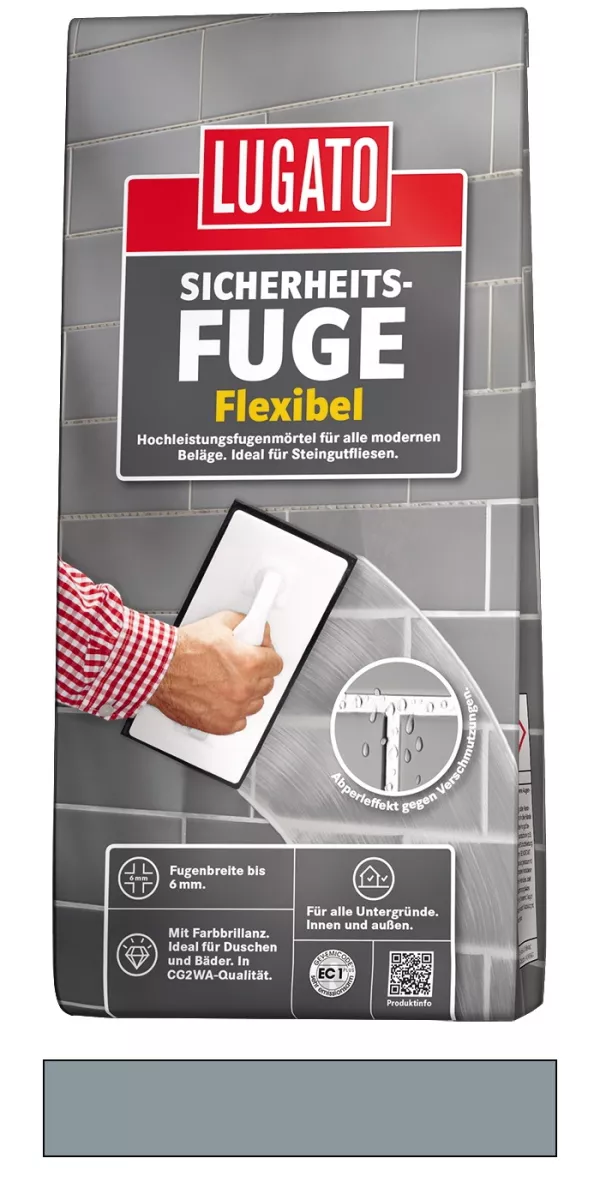 Lugato Sicherheitsfuge Flexibel Flexfugenmörtel bis 6 mm Silbergrau 5 kg