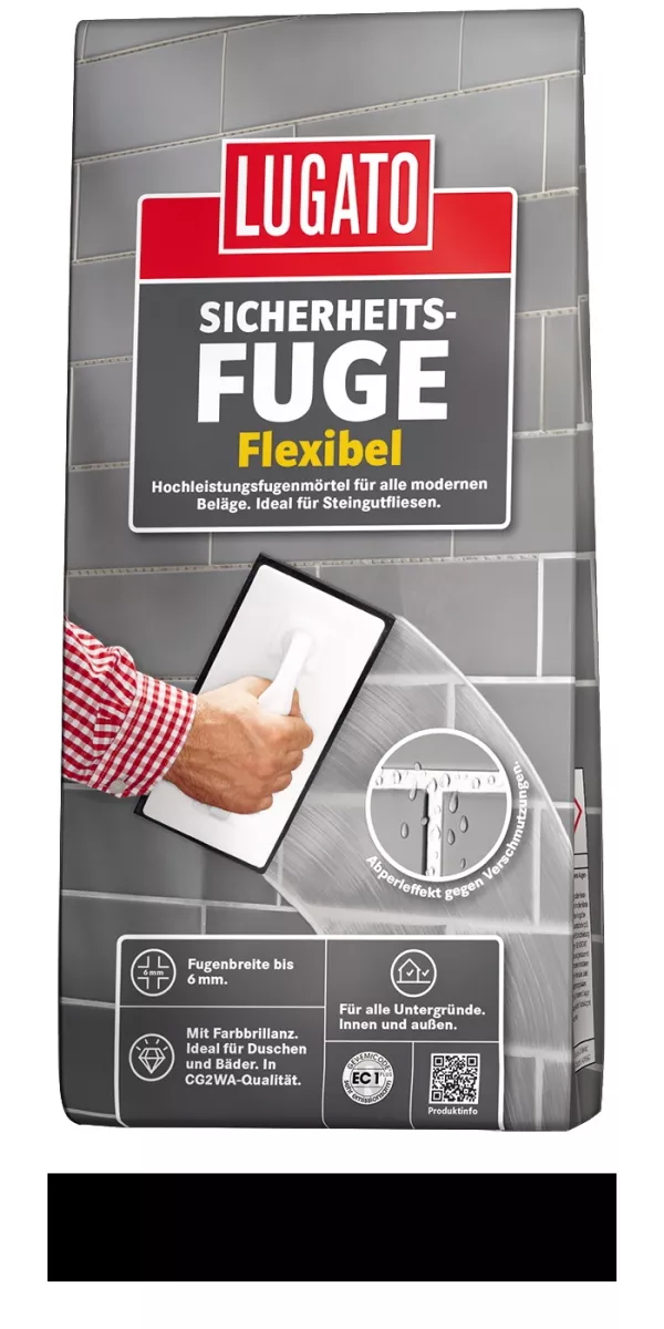 Lugato Sicherheitsfuge Flexibel Flexfugenmörtel bis 6 mm Schwarz 5 kg