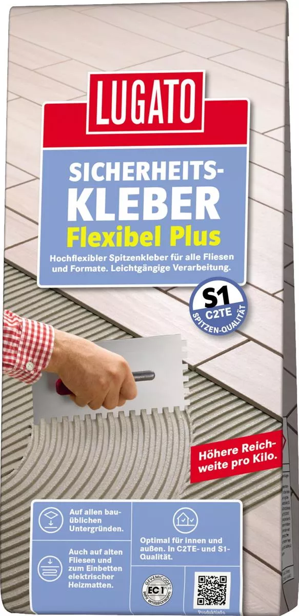 Lugato Sicherheitskleber Flexkleber Fliesenkleber Flexibel Kleber Klebstoff 18 kg
