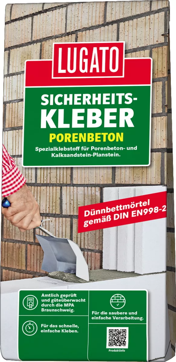 Lugato Sicherheitskleber Porenbeton Dünnbettmörtel Beton Kleber 25 kg