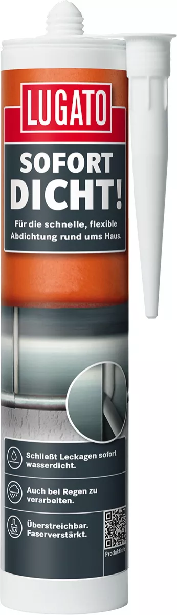 Lugato Sofort Dicht! Dose Streichabdichtung Acryl Dichtmasse Dachabdichtung Außen Kartusche grau 310 ml
