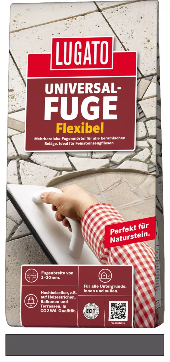 Lugato Universal-Fuge Flexibel Fugenmörtel 2-30 mm Innen & Außen Anthrazit 5 kg