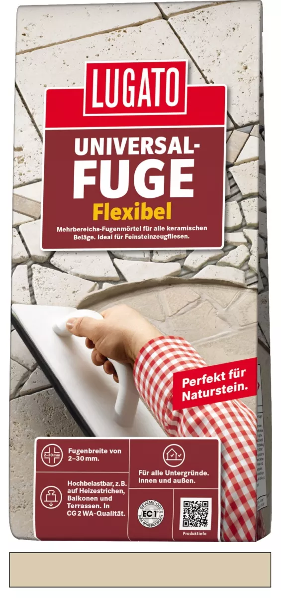 Lugato Universal-Fuge Flexibel Fugenmörtel 2-30 mm Innen & Außen Bahamabeige 5 kg