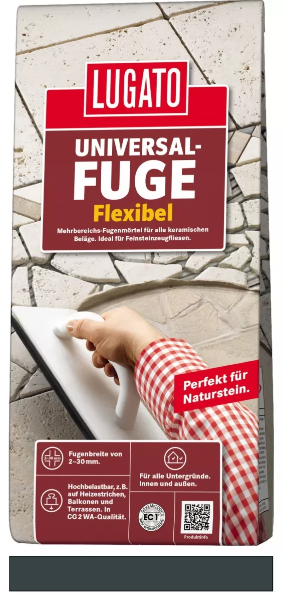 Lugato Universal-Fuge Flexibel Fugenmörtel 2-30 mm Innen & Außen Granitgrau 5 kg