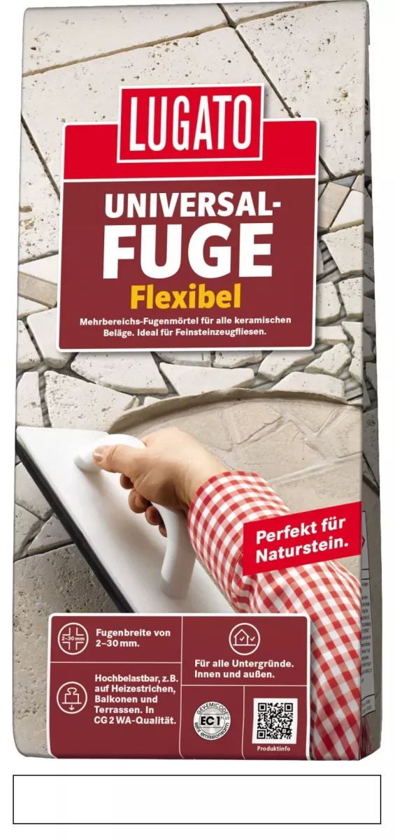 Lugato Universal-Fuge Flexibel Fugenmörtel 2-30 mm Innen & Außen Weiß 5 kg