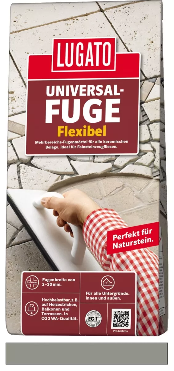 Lugato Universal-Fuge Flexibel Fugenmörtel 2-30 mm Innen & Außen Steingrau 5 kg