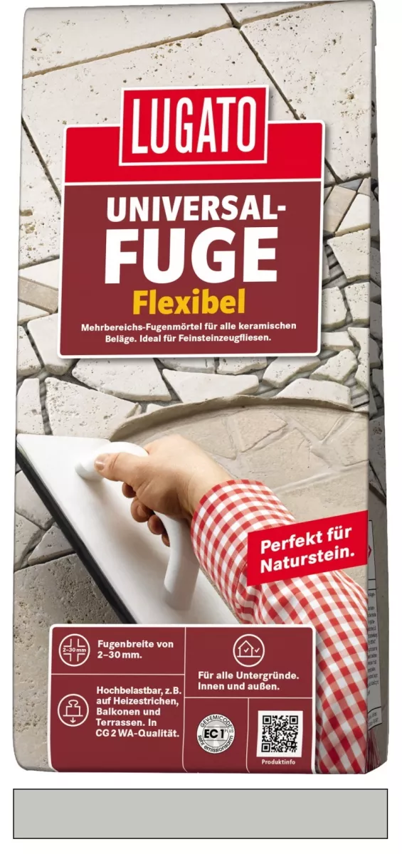 Lugato Universal-Fuge Flexibel Fugenmörtel 2-30 mm Innen & Außen Grau 5 kg